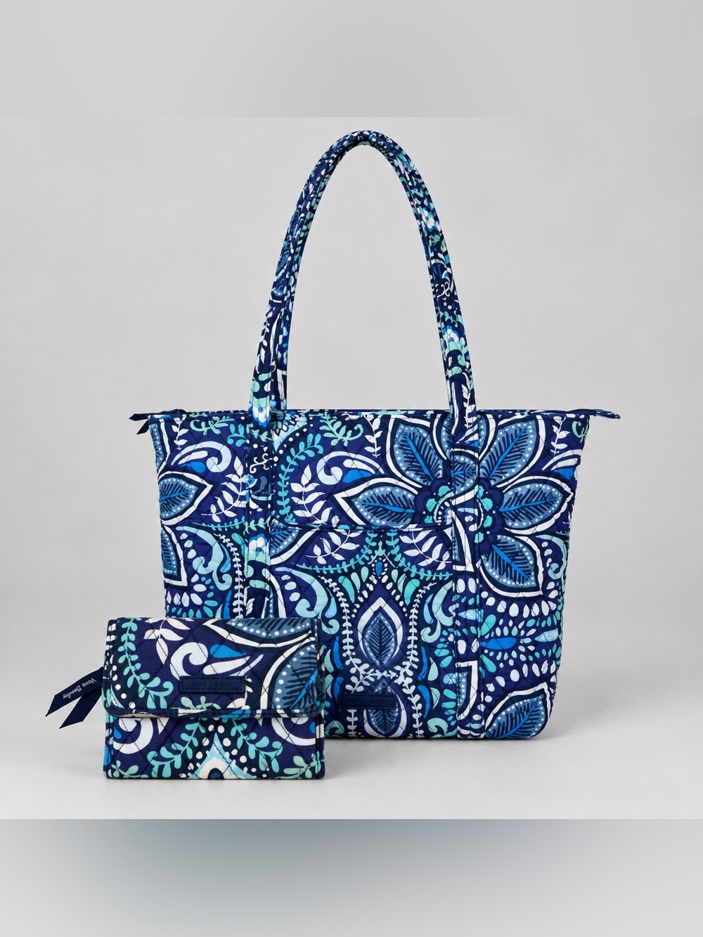 Vera Bradley Blue Island Medallion Glenna Tote Bag & Wallet Quilted Bohemian